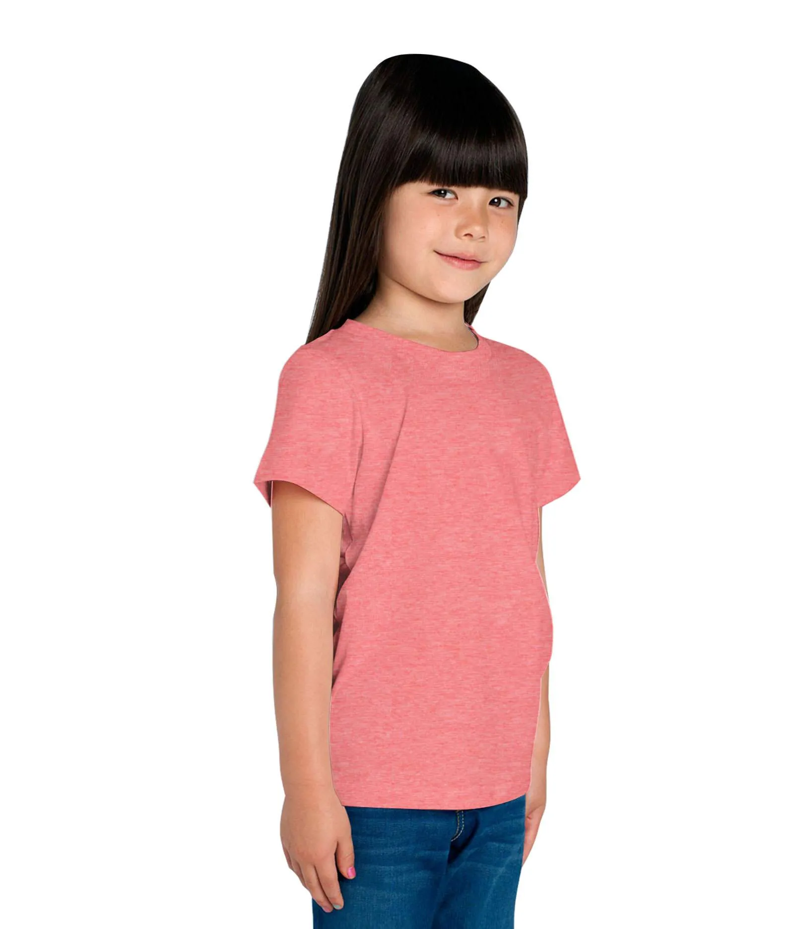 American-Elm Girl's Orange Solid Cotton T-Shirt for Everyday