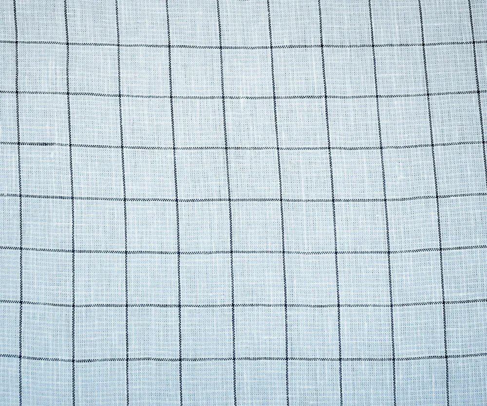 Blue-Gray-White Spence Bryson Check Grid Irish Linen Woven Fabric