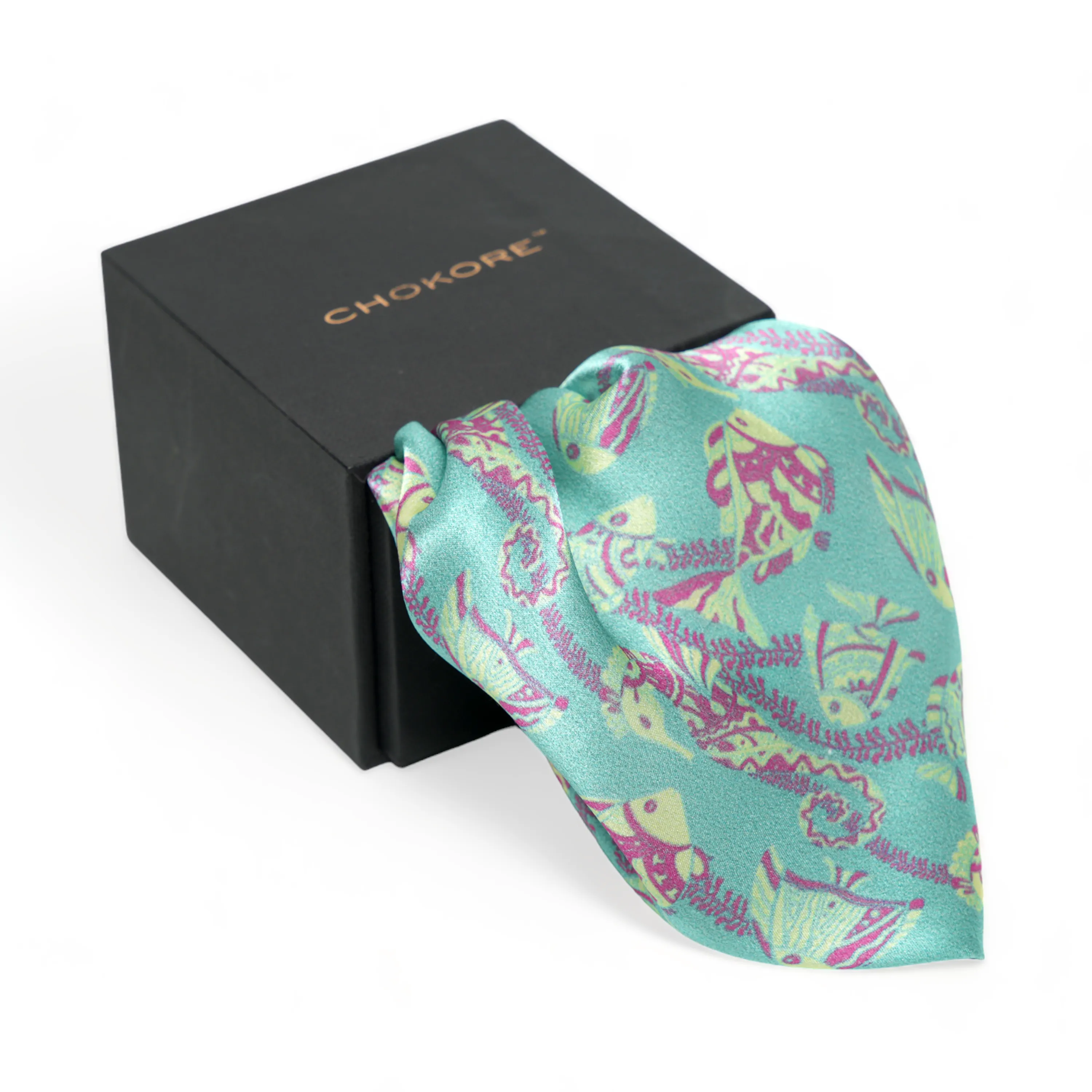 Chokore Turquoise Silk Pocket Square - Marine Range