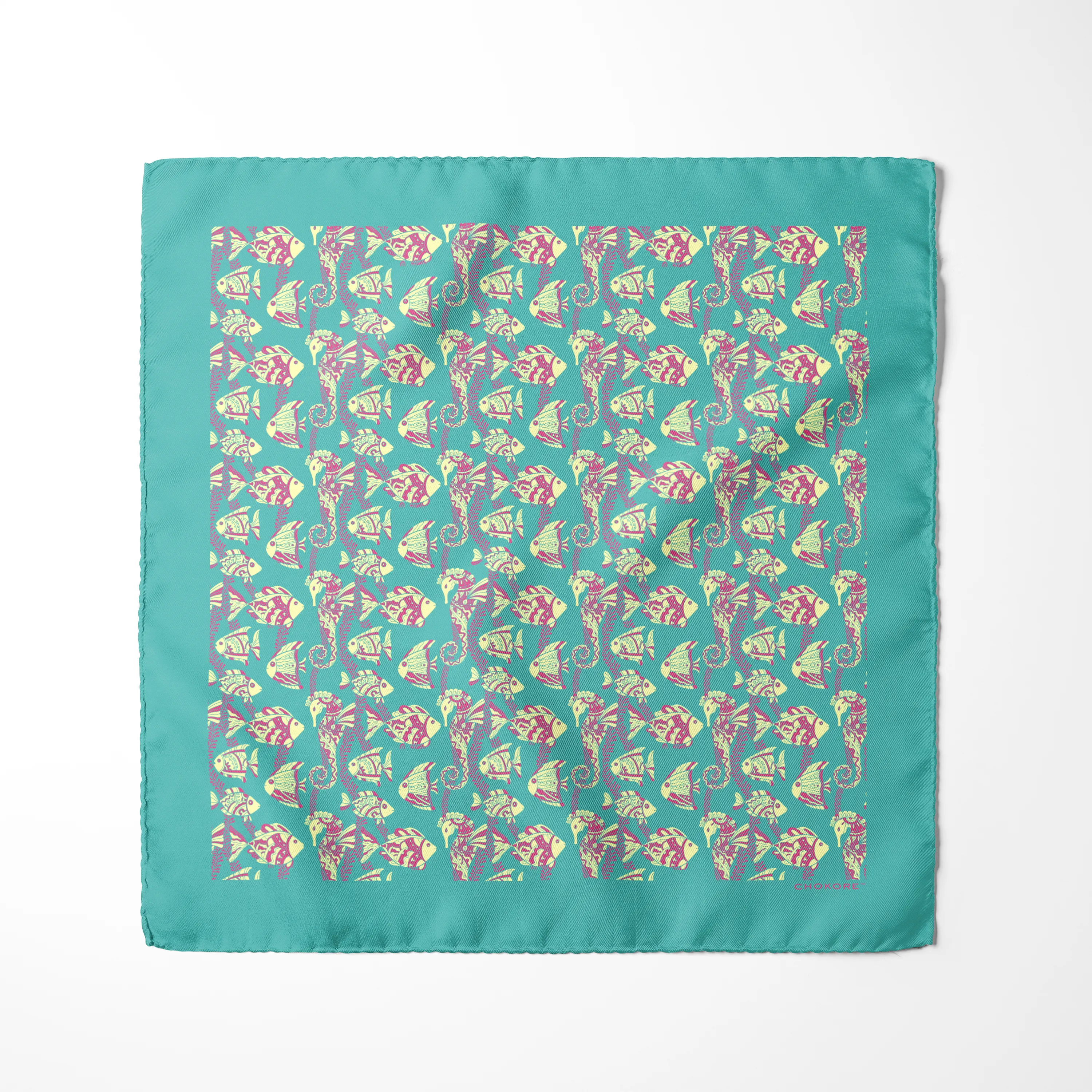 Chokore Turquoise Silk Pocket Square - Marine Range