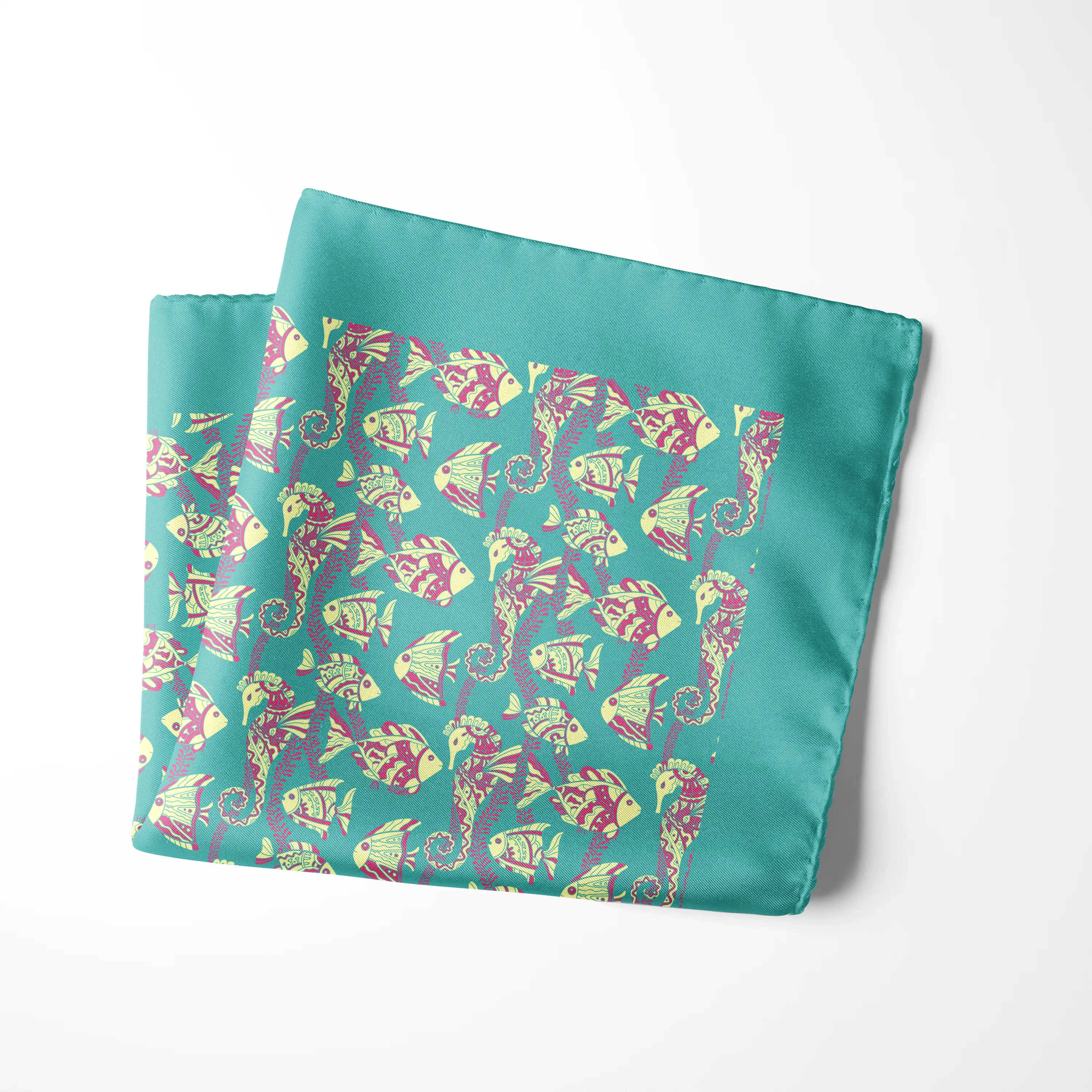 Chokore Turquoise Silk Pocket Square - Marine Range