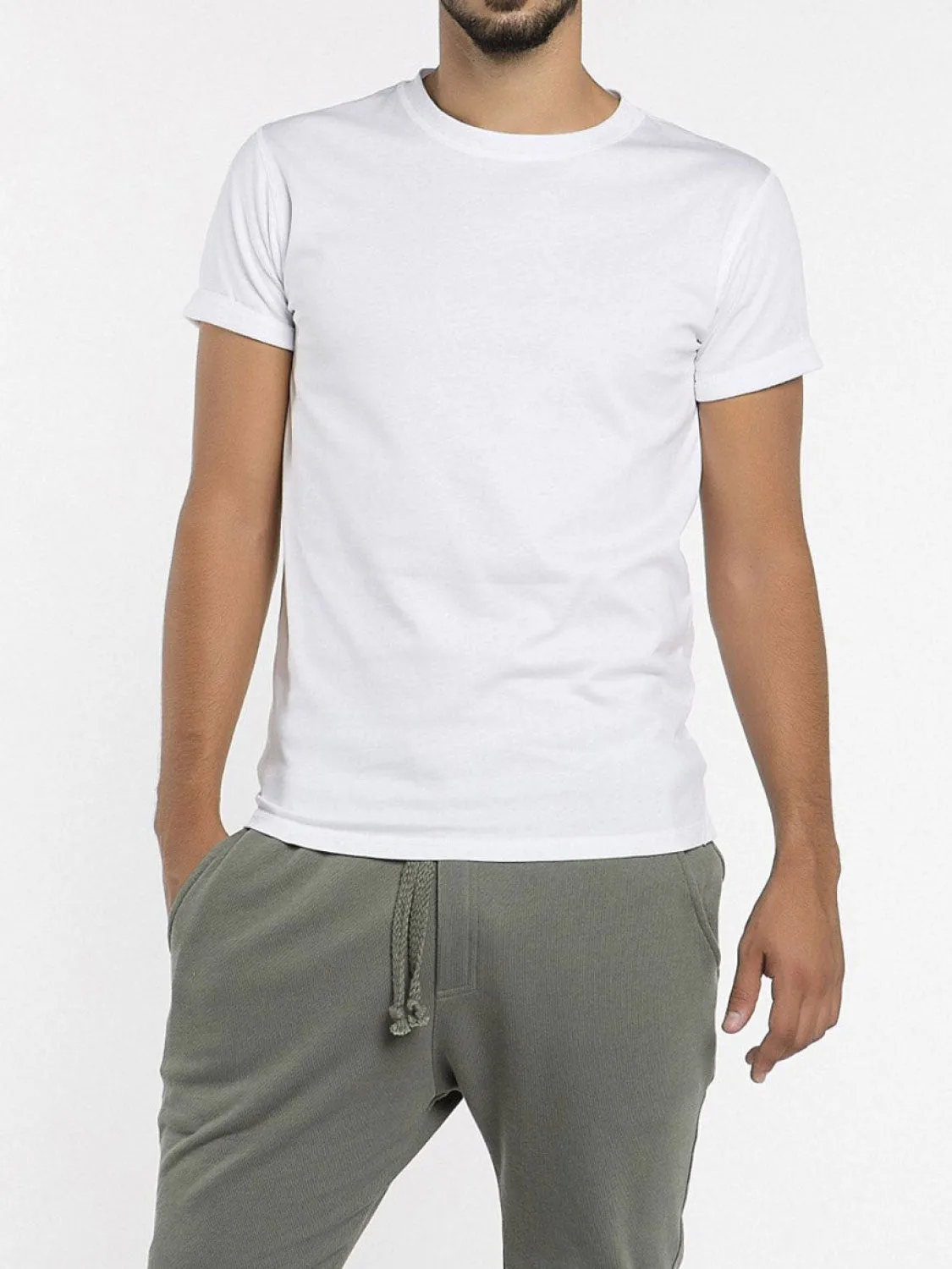 Crew Neck Ribbed T-Shirt White