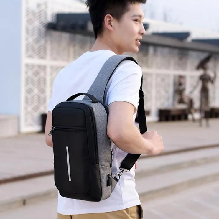 Crossbody Anti-theft USB Charging Shoulder Chest Bag Waterproof great for iPad or Android Tablet Men's Shoulder Bag Men's Backpack