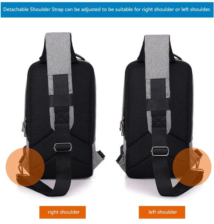 Crossbody Anti-theft USB Charging Shoulder Chest Bag Waterproof great for iPad or Android Tablet Men's Shoulder Bag Men's Backpack