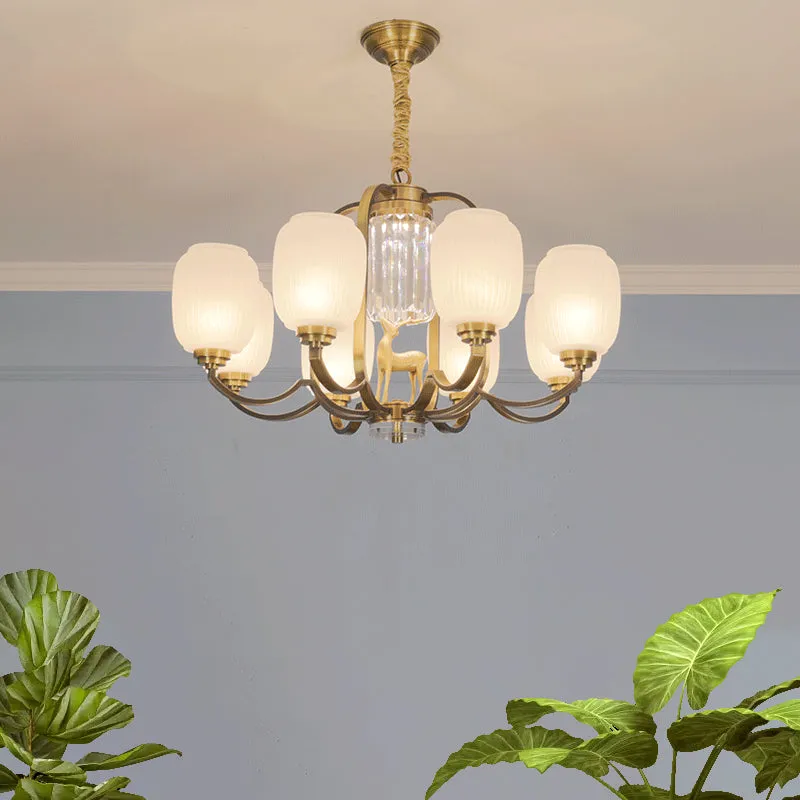 Frosted Glass Pendant Chandelier - Modernist Design, 3/6 Heads, Brass Finish for Living Room Suspension Lamp