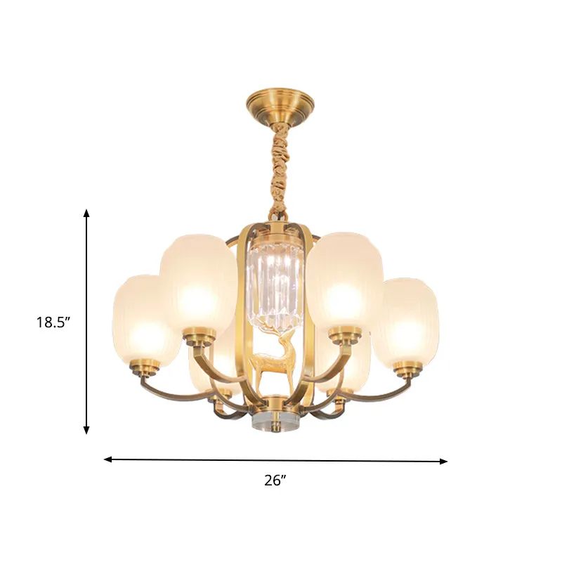 Frosted Glass Pendant Chandelier - Modernist Design, 3/6 Heads, Brass Finish for Living Room Suspension Lamp