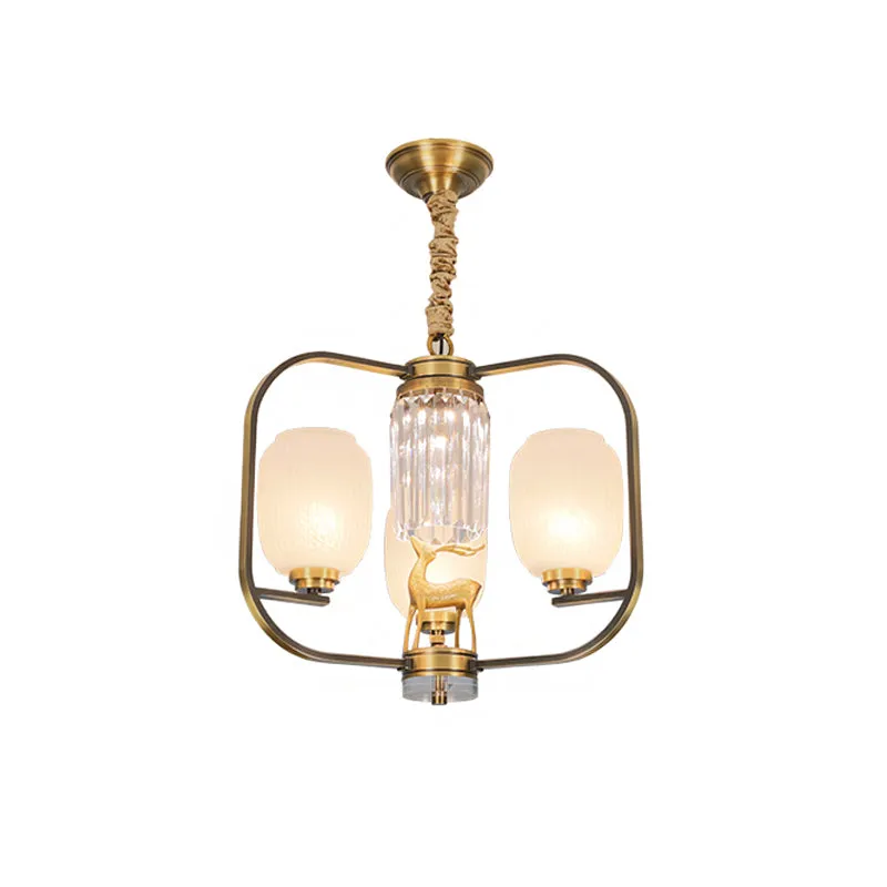 Frosted Glass Pendant Chandelier - Modernist Design, 3/6 Heads, Brass Finish for Living Room Suspension Lamp