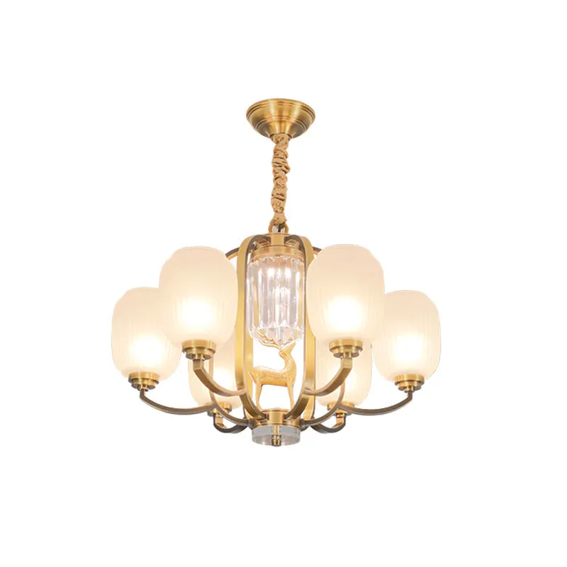 Frosted Glass Pendant Chandelier - Modernist Design, 3/6 Heads, Brass Finish for Living Room Suspension Lamp