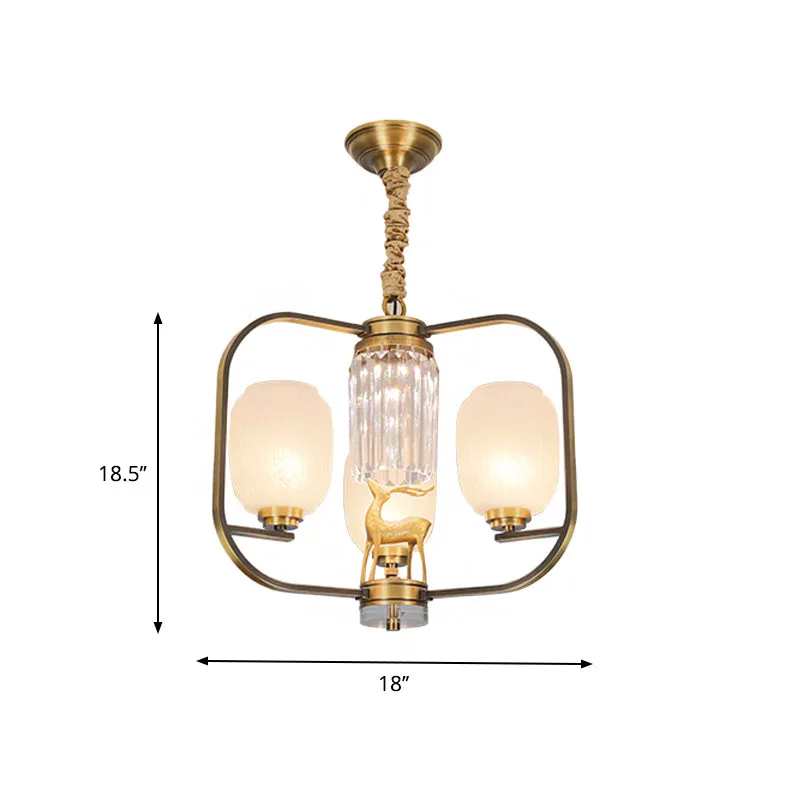 Frosted Glass Pendant Chandelier - Modernist Design, 3/6 Heads, Brass Finish for Living Room Suspension Lamp