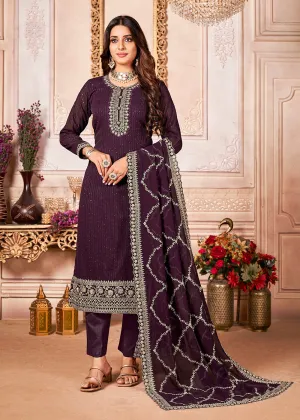 Glorious Purple Indian Georgette Ceremonial Salwar Suit