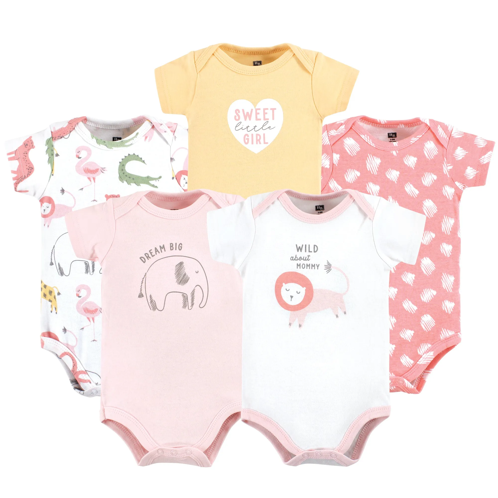 Hudson Baby Cotton Bodysuits, Sweet Safari