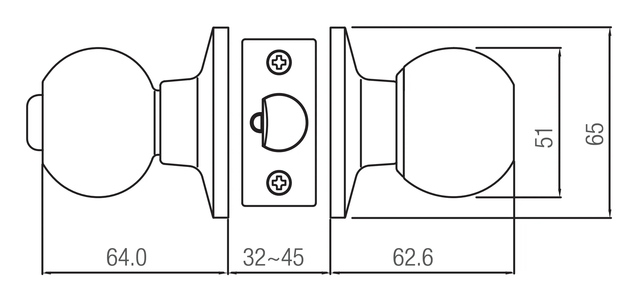 Lane Bala Privacy Knob Door Handle Set Round Rosette Satin Stainless Steel