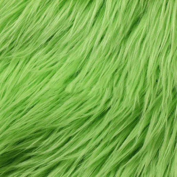 Lime Green Luxury Long Pile Shaggy Faux Fur Fabric