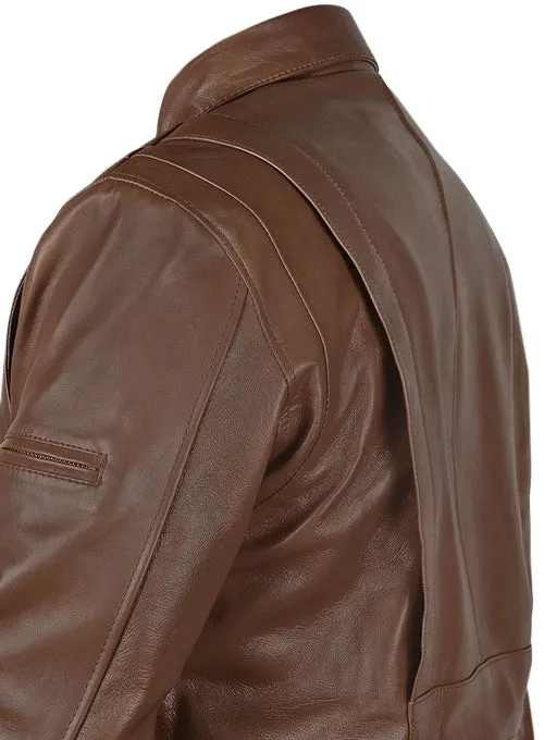 Men's Brown Genuine Leather Bomber Jacket MZ03