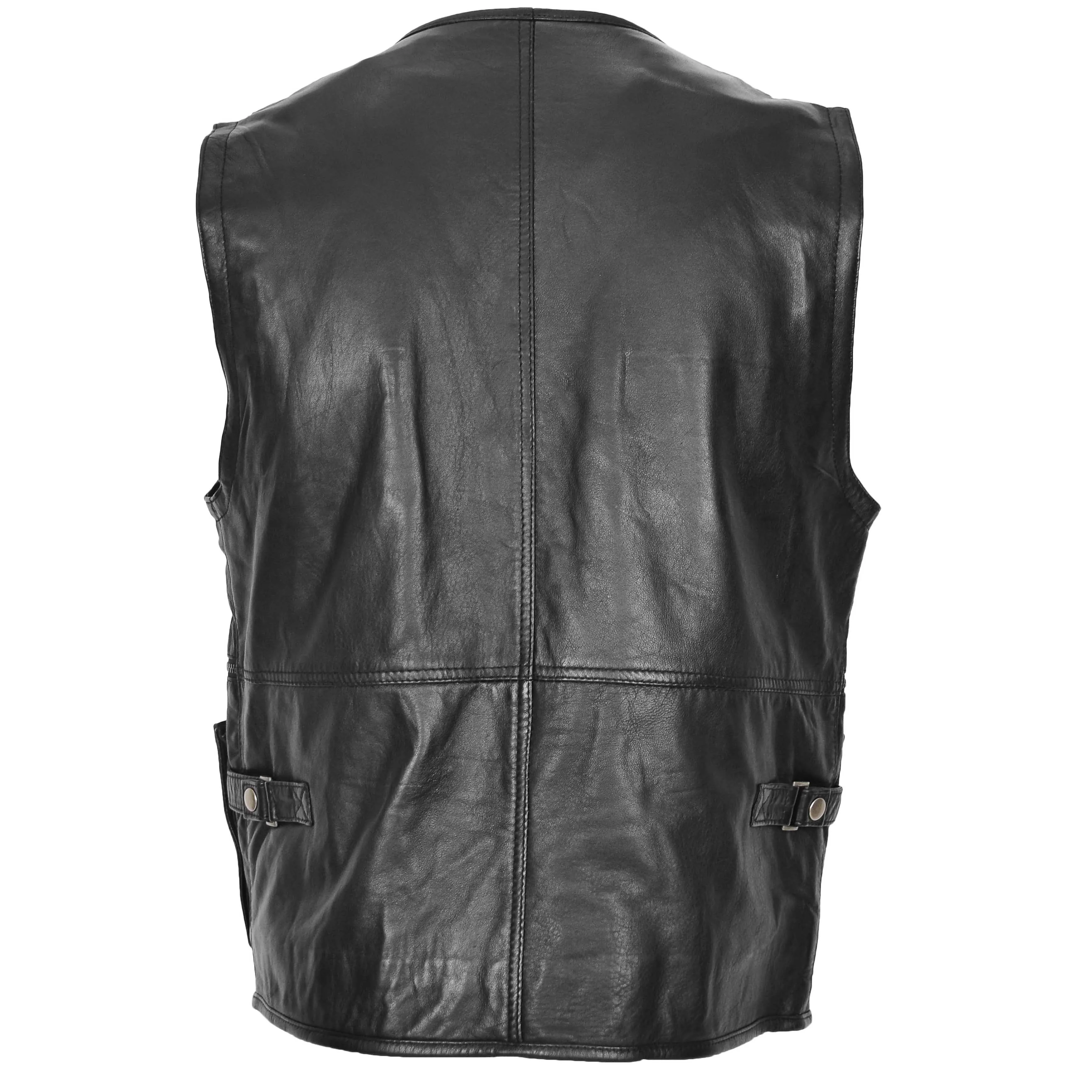 Mens Real Leather Multi-Purpose Waistcoat Gary Black