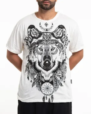 Mens Wolf T-Shirt in White