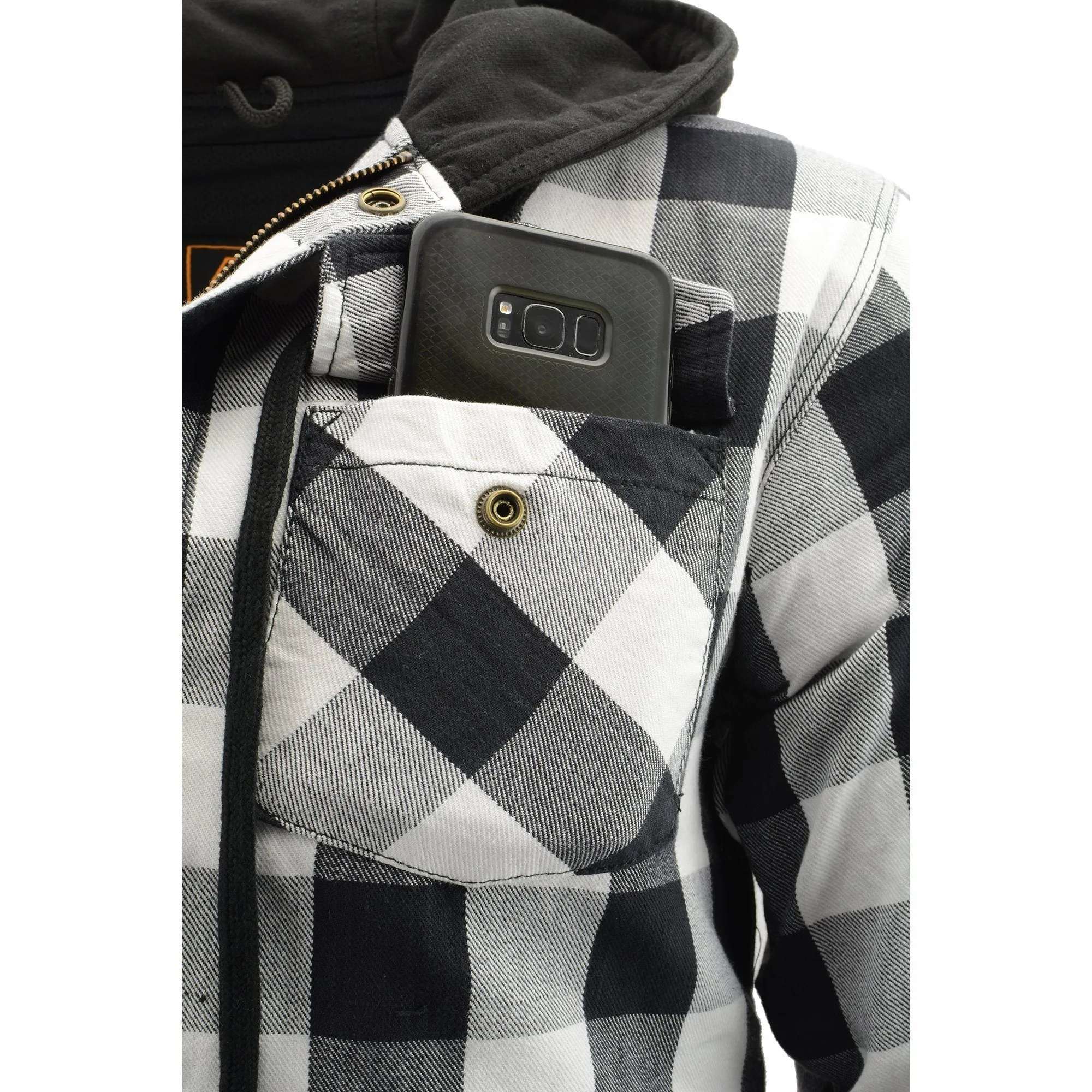 Milwaukee Leather MPM1629 Men's Plaid Hooded Flannel Biker Shirt with