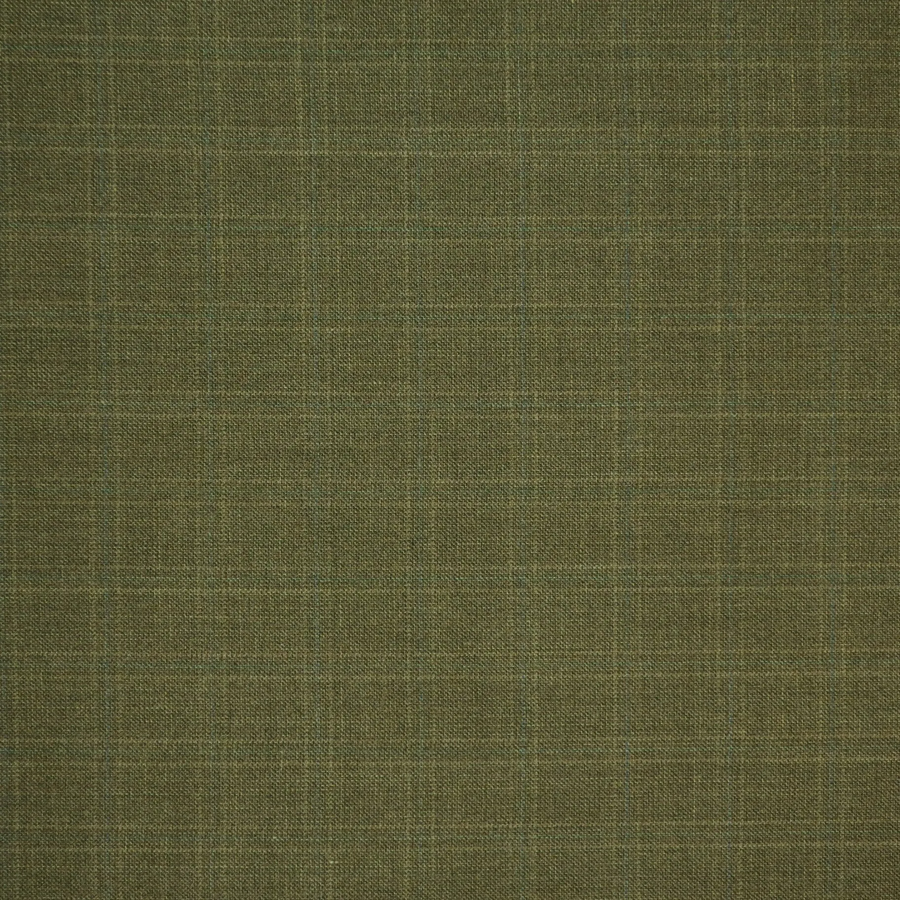 Moss Green Windowpane Light Blue Worsted Wool Suiting Fabric