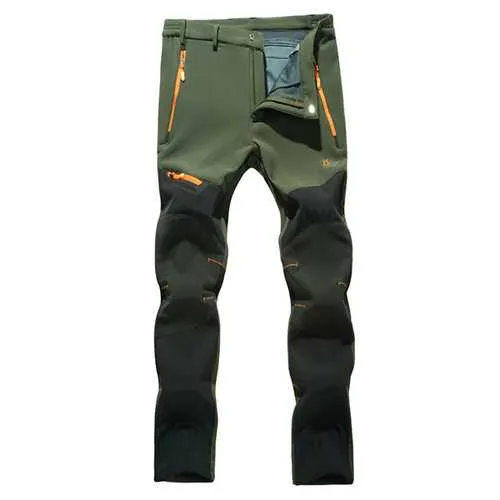 Outdoor Sports Mens Assault Pants Plush Warm Waterproof Breathable Climbing Hiking Trousers