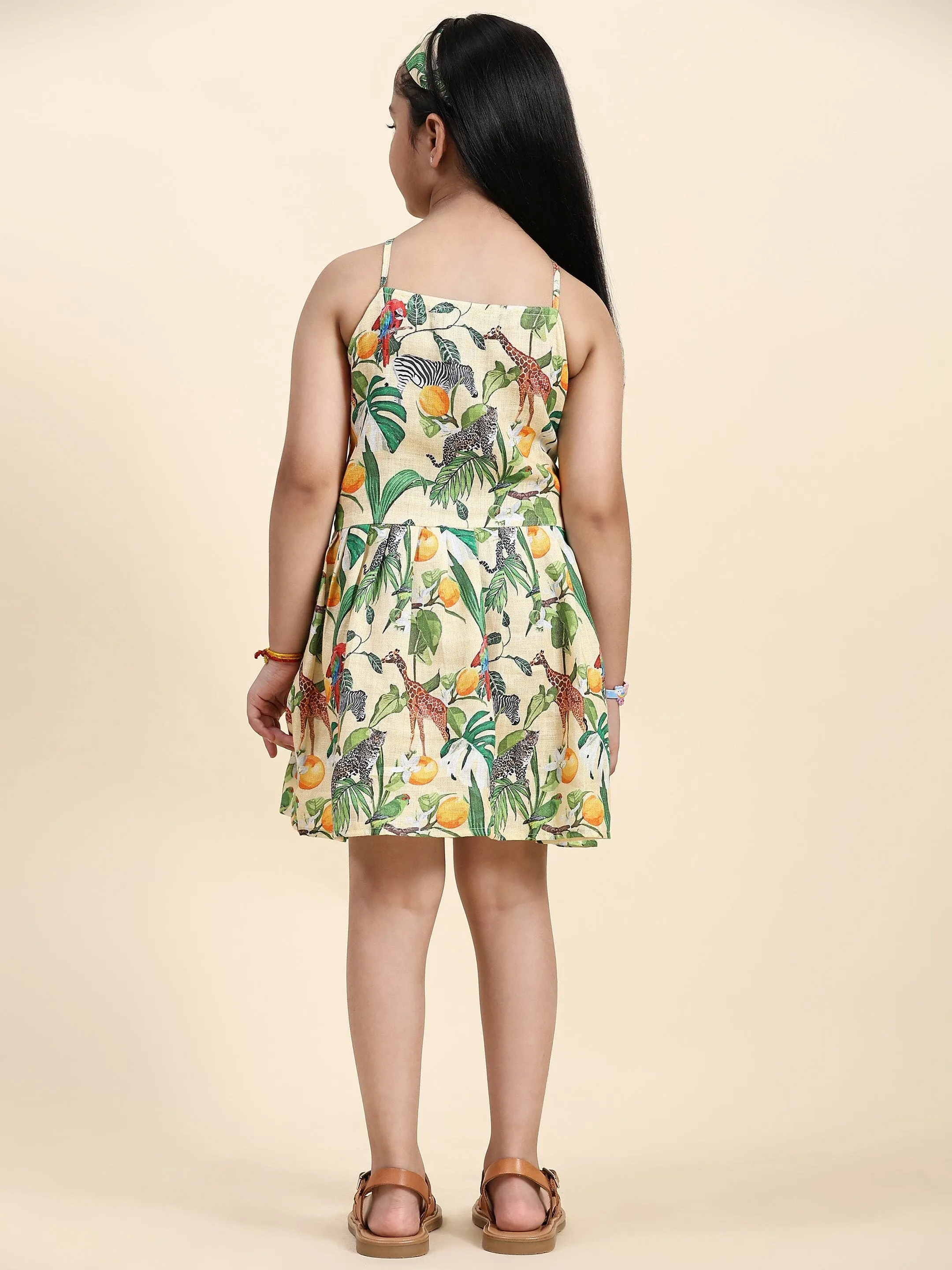 Pre-Order: TopSkirt Styled African Forest Print Pure Linen Dress