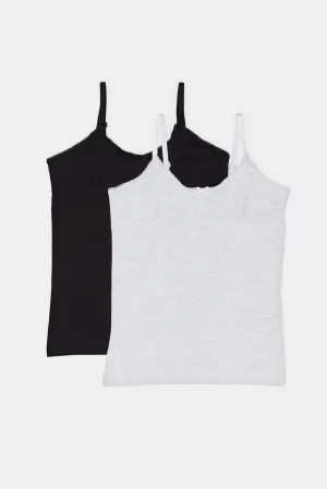 Senior Girls Black And Grey Vest (Pack of 2)