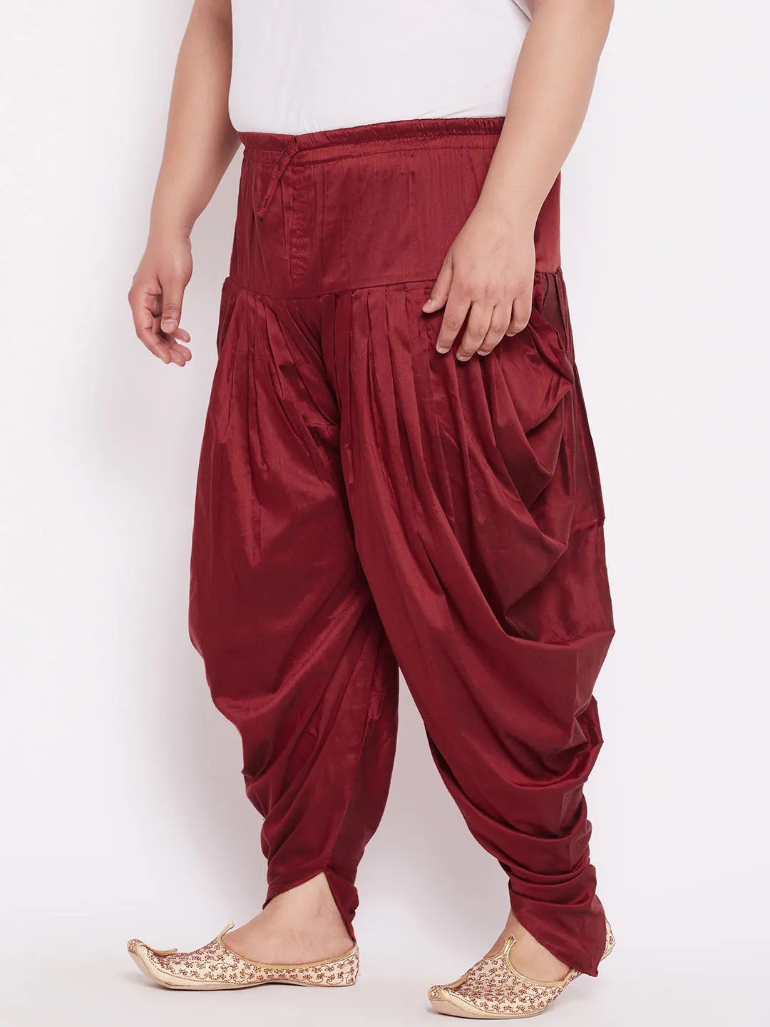 VASTRAMAY Maroon Solid Dhoti Pants