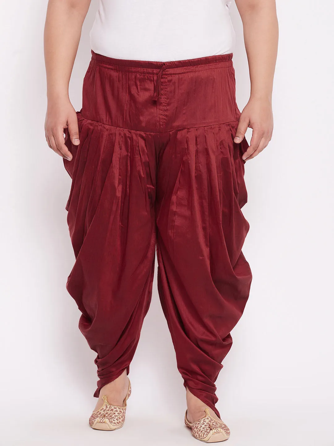 VASTRAMAY Maroon Solid Dhoti Pants