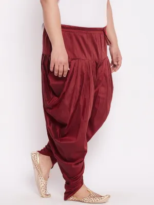 VASTRAMAY Maroon Solid Dhoti Pants