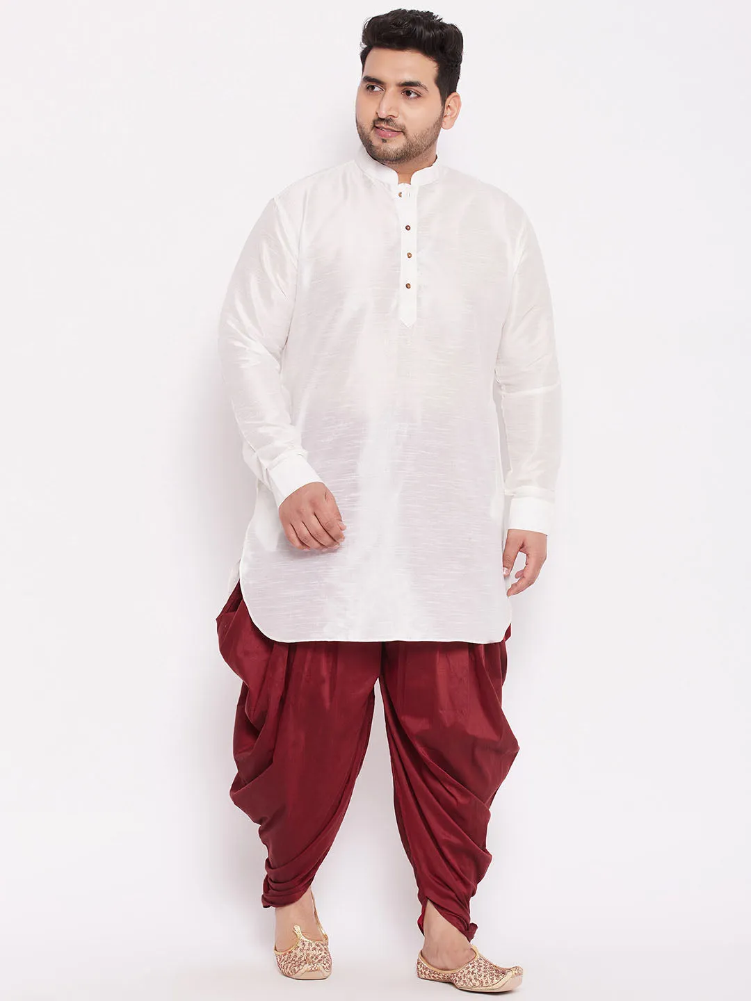 VASTRAMAY Maroon Solid Dhoti Pants