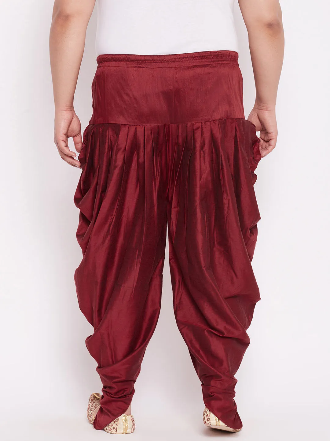 VASTRAMAY Maroon Solid Dhoti Pants