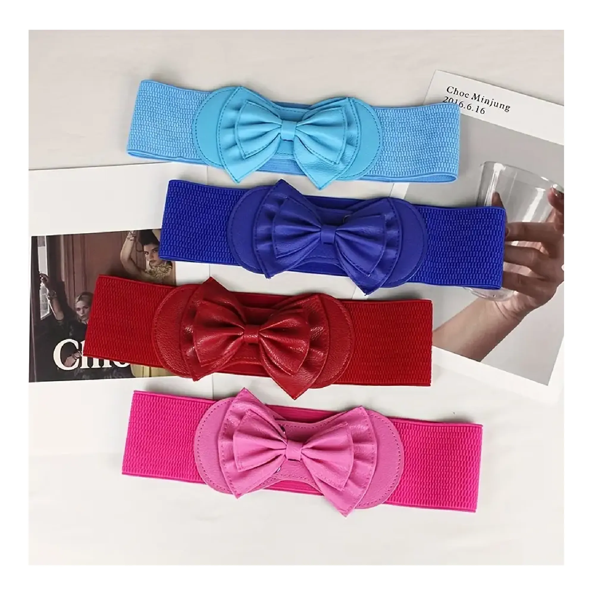 Women's Bow Elastic Girdle Belt Clothing Versatile Decoration Simple Fashion Belt For Daily Use