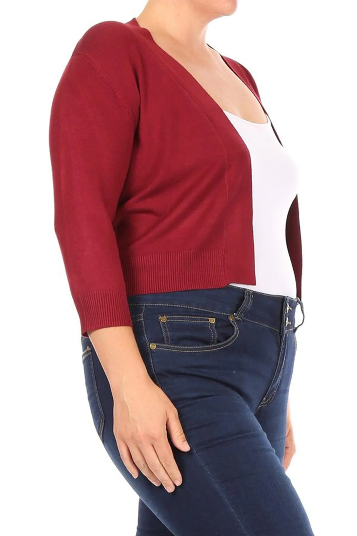 Women's Plus Size Long Sleeves Lightweight Open Solid Sweater Bolero Cardigan S-3XL